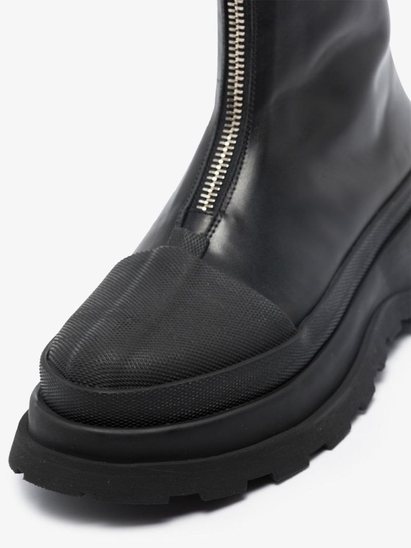 Black Zipped Leather Boots