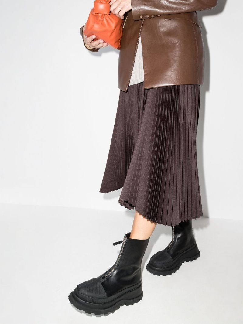 Black Zipped Leather Boots