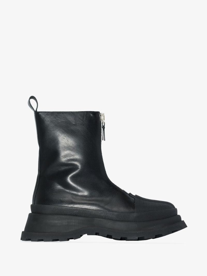 Black Zipped Leather Boots