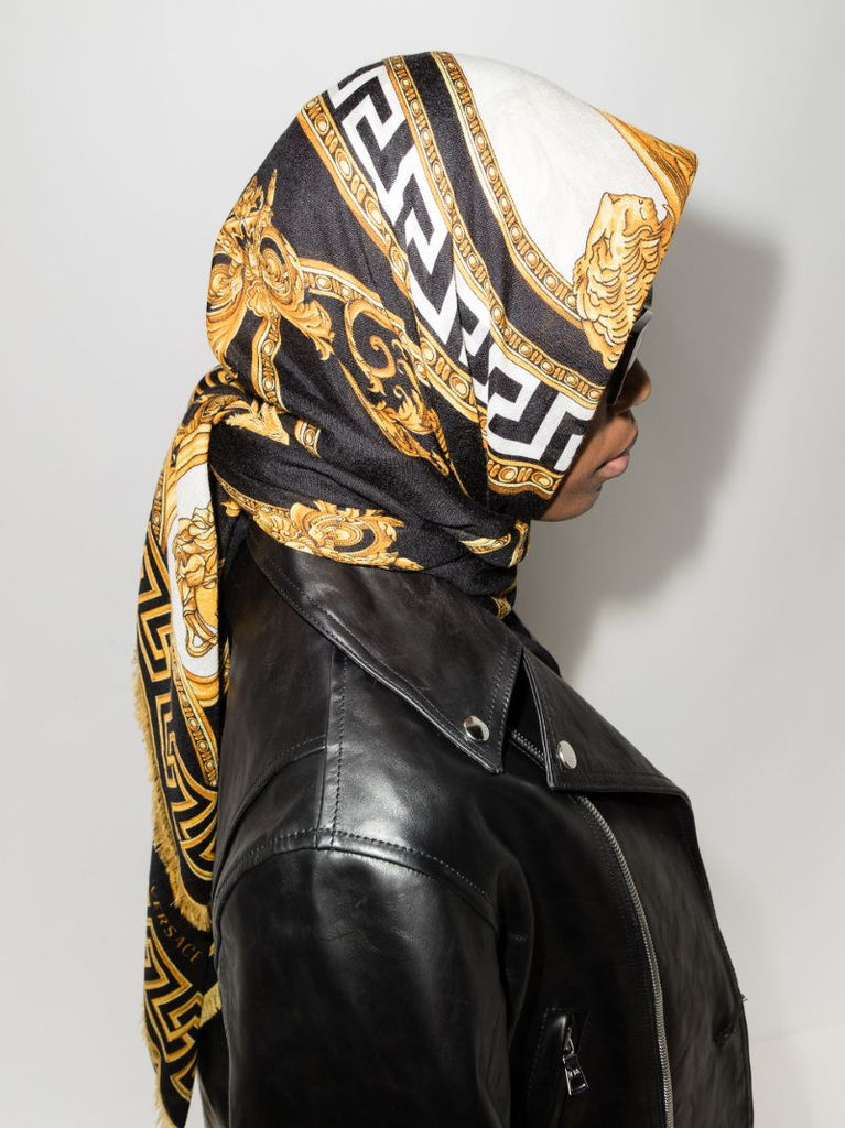 Black Baroque Print Scarf