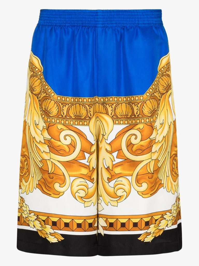 Medusa Renaissance Print Silk Bermuda Shorts
