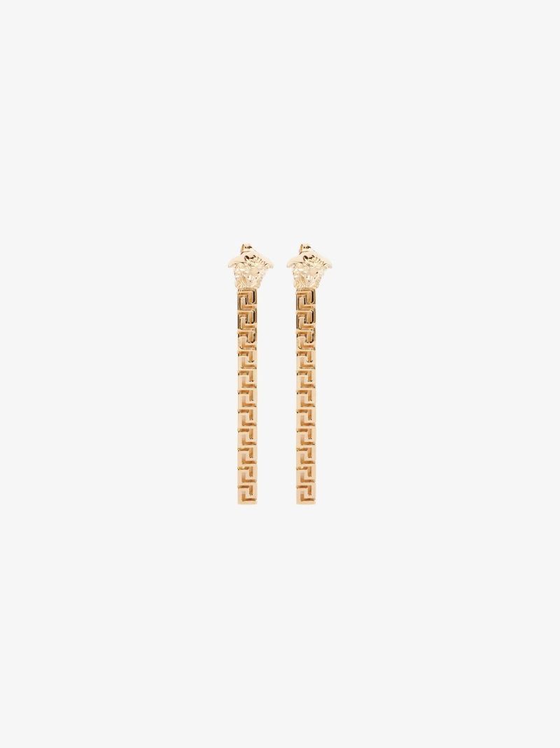 Gold Tone Greca Drop Earrings