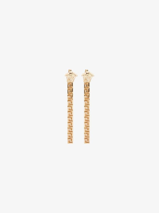 Gold Tone Greca Drop Earrings