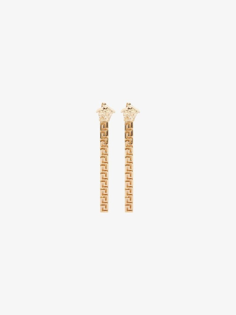 Gold Tone Greca Drop Earrings