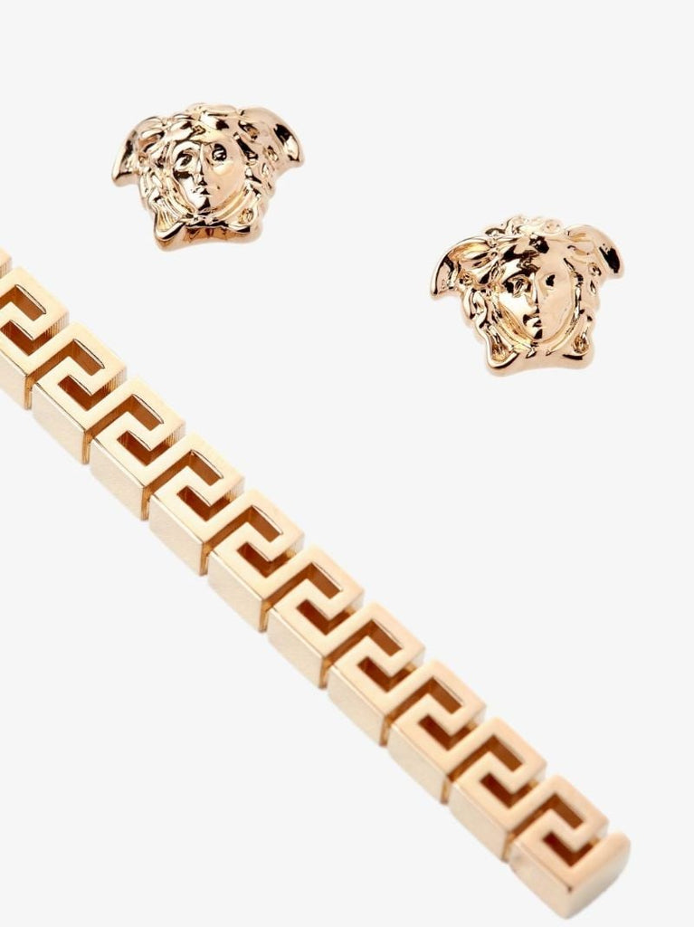 Gold Tone Greca Drop Earrings
