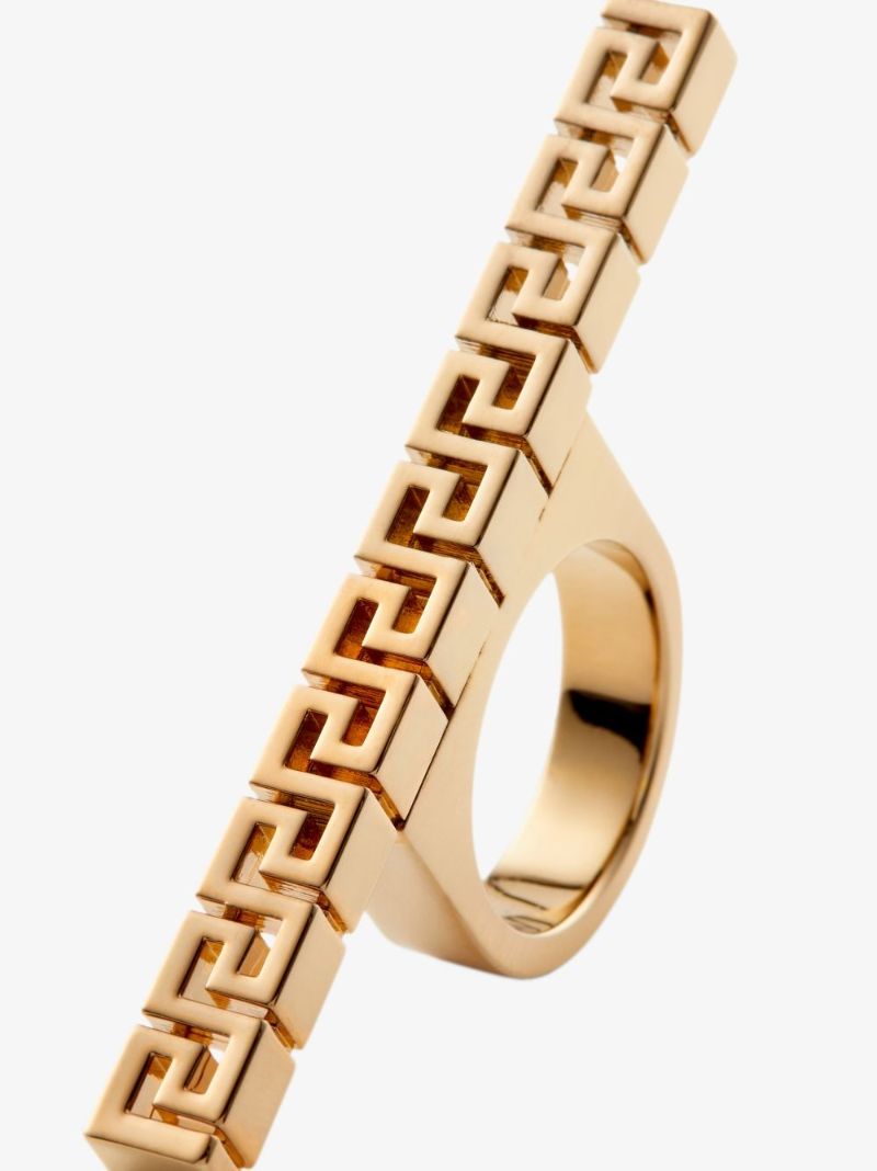 Gold Tone Greca Bar Ring