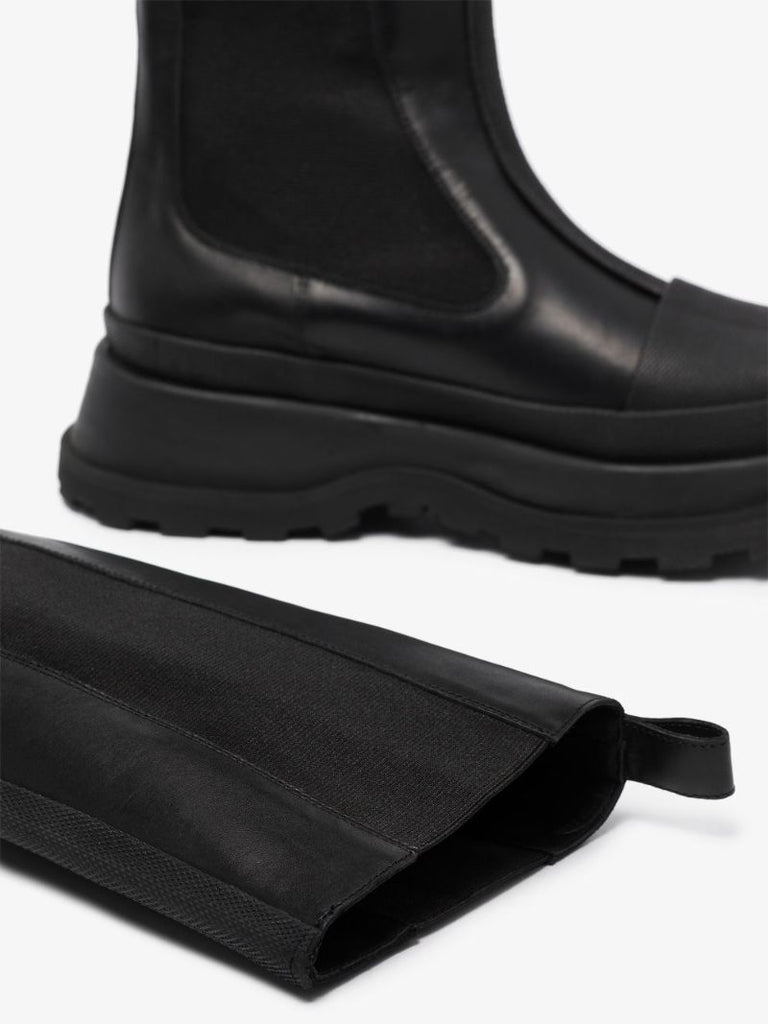 Black Knee-high Leather Chelsea Boots