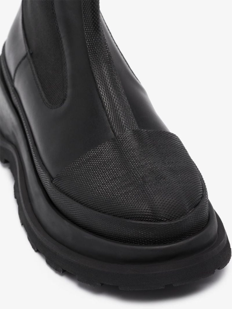 Black Knee-high Leather Chelsea Boots