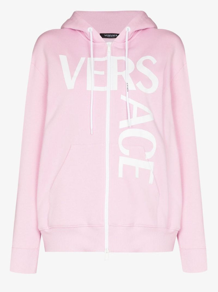 Logo Print Zip-up Cotton Hoodie