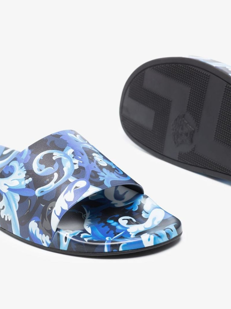 Blue Baroccoflage Print Slides