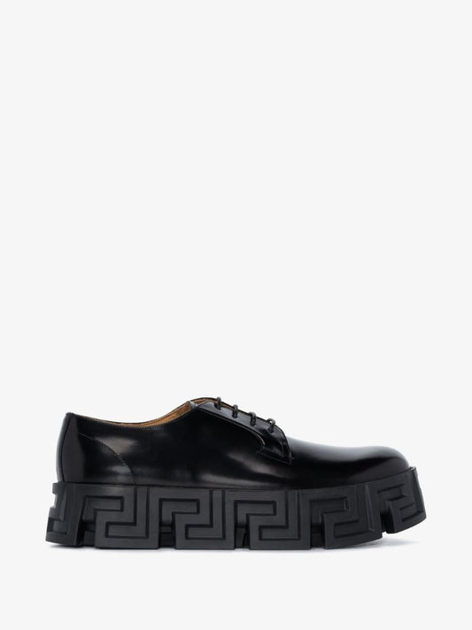Greca-pattern Ridged-sole Lace-up Shoes
