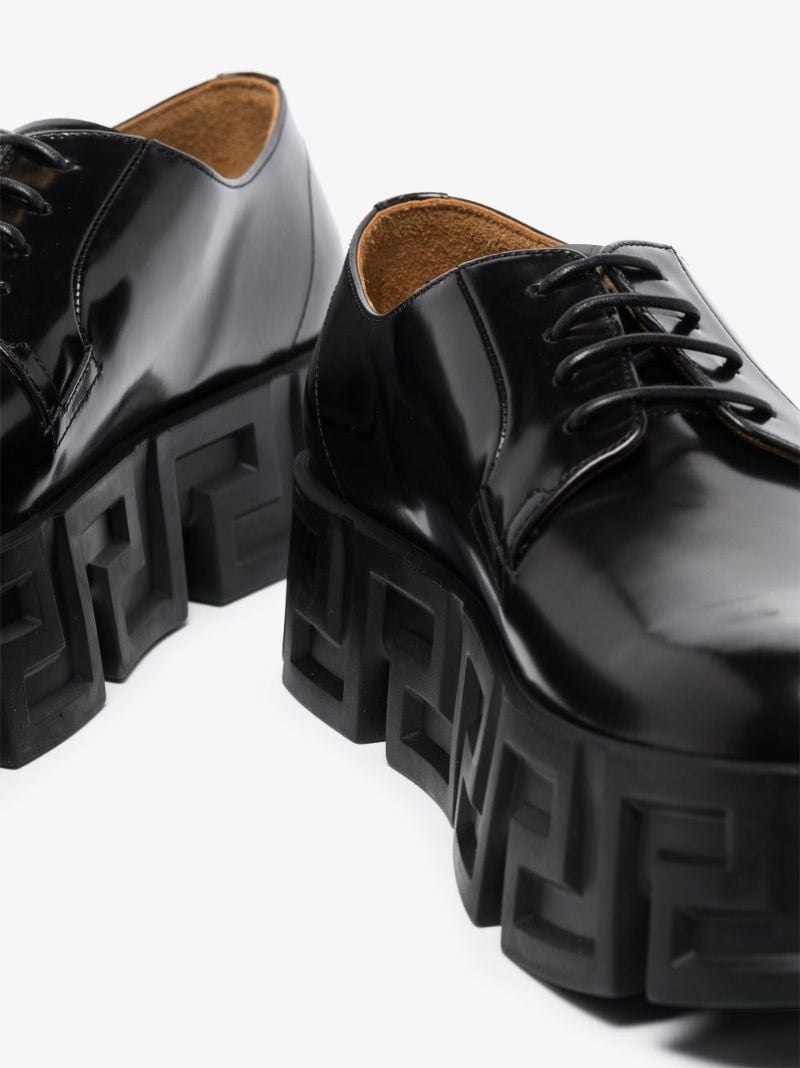Greca-pattern Ridged-sole Lace-up Shoes