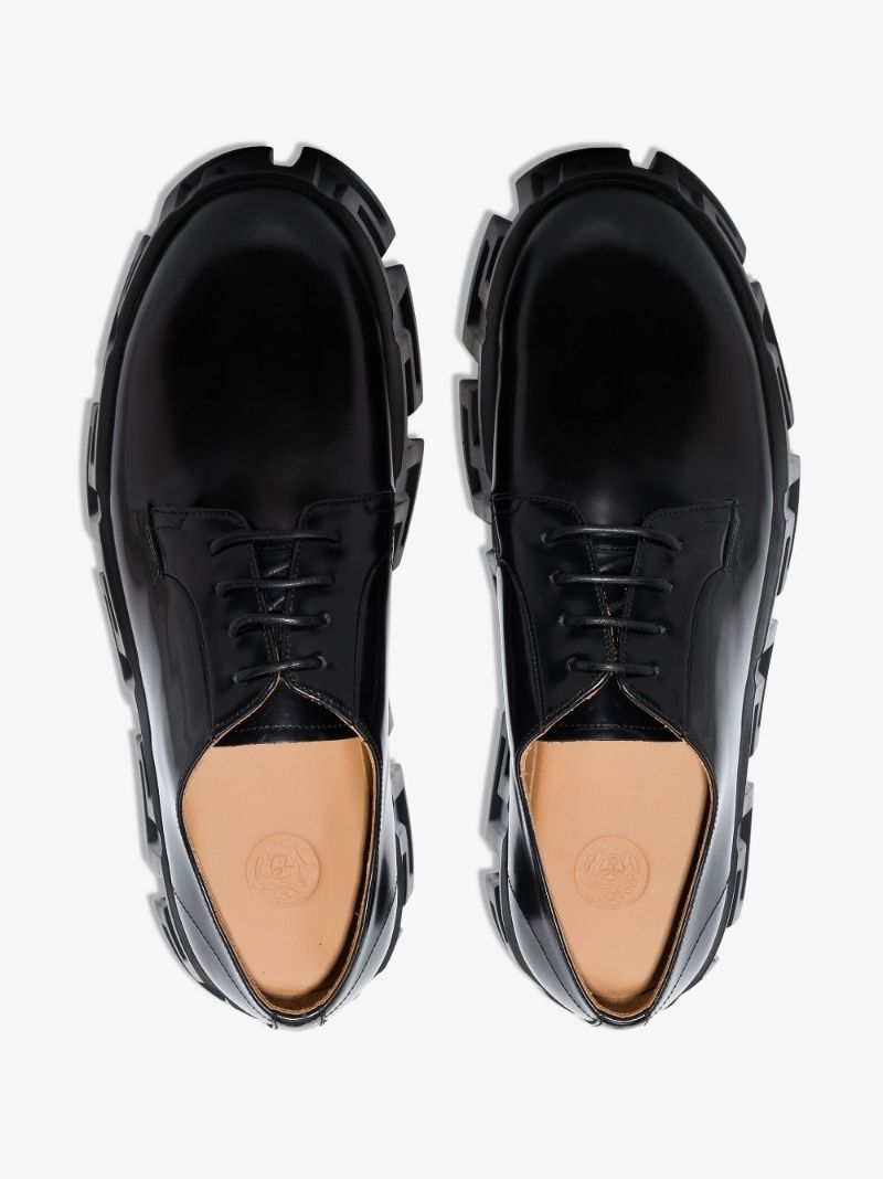 Greca-pattern Ridged-sole Lace-up Shoes