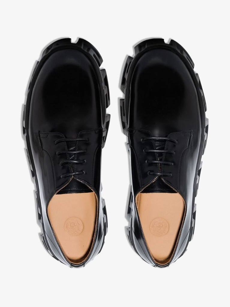 Greca-pattern Ridged-sole Lace-up Shoes