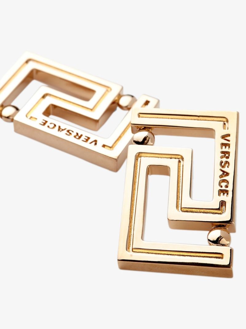 Gold Tone Greca Stud Earrings