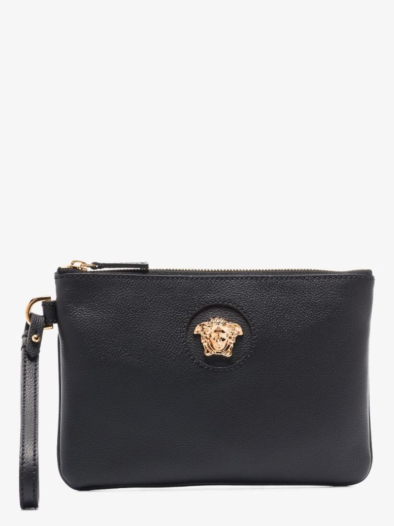 Black La Medusa Leather Pouch