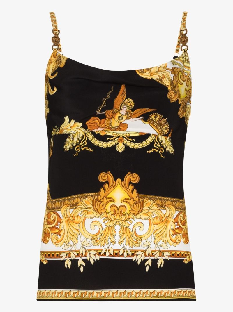 Renaissance Print Silk Camisole Top