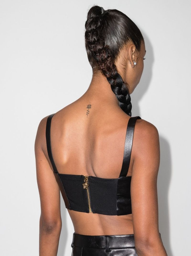 Black Leather Bustier Top