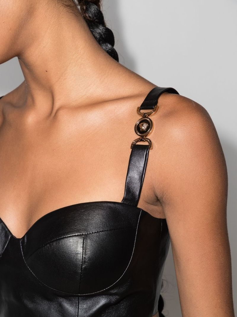 Black Leather Bustier Top