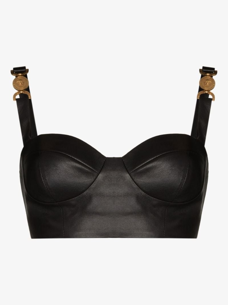 Black Leather Bustier Top