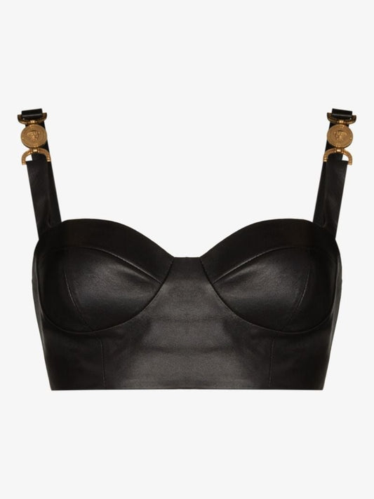 Black Leather Bustier Top
