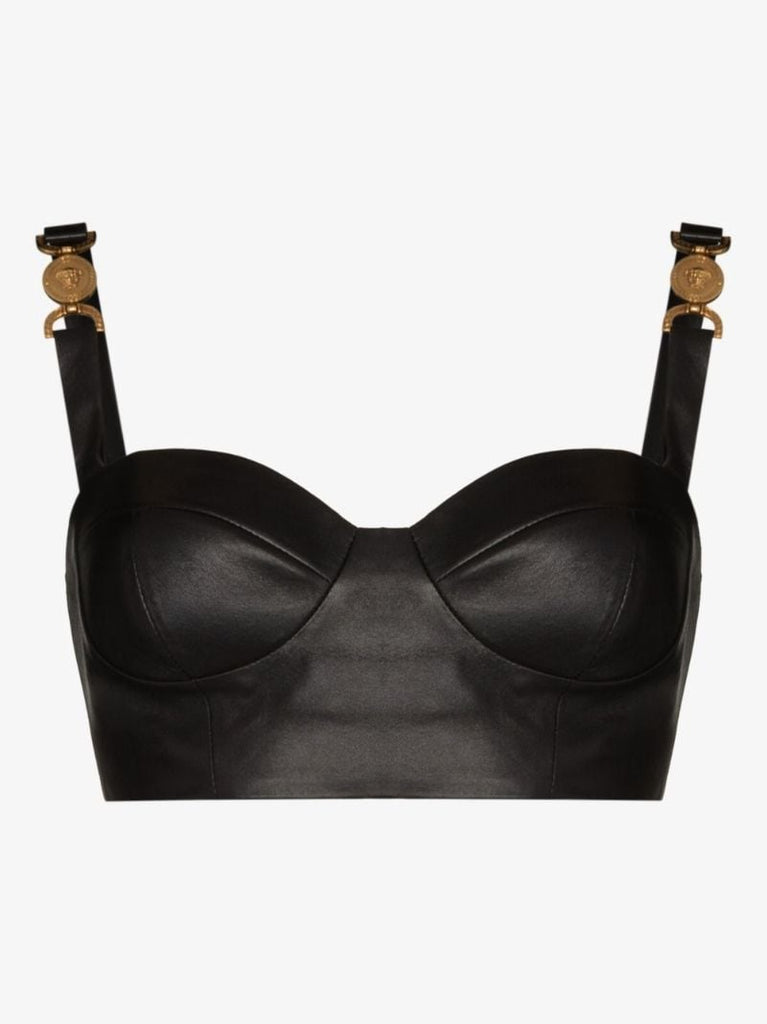 Black Leather Bustier Top
