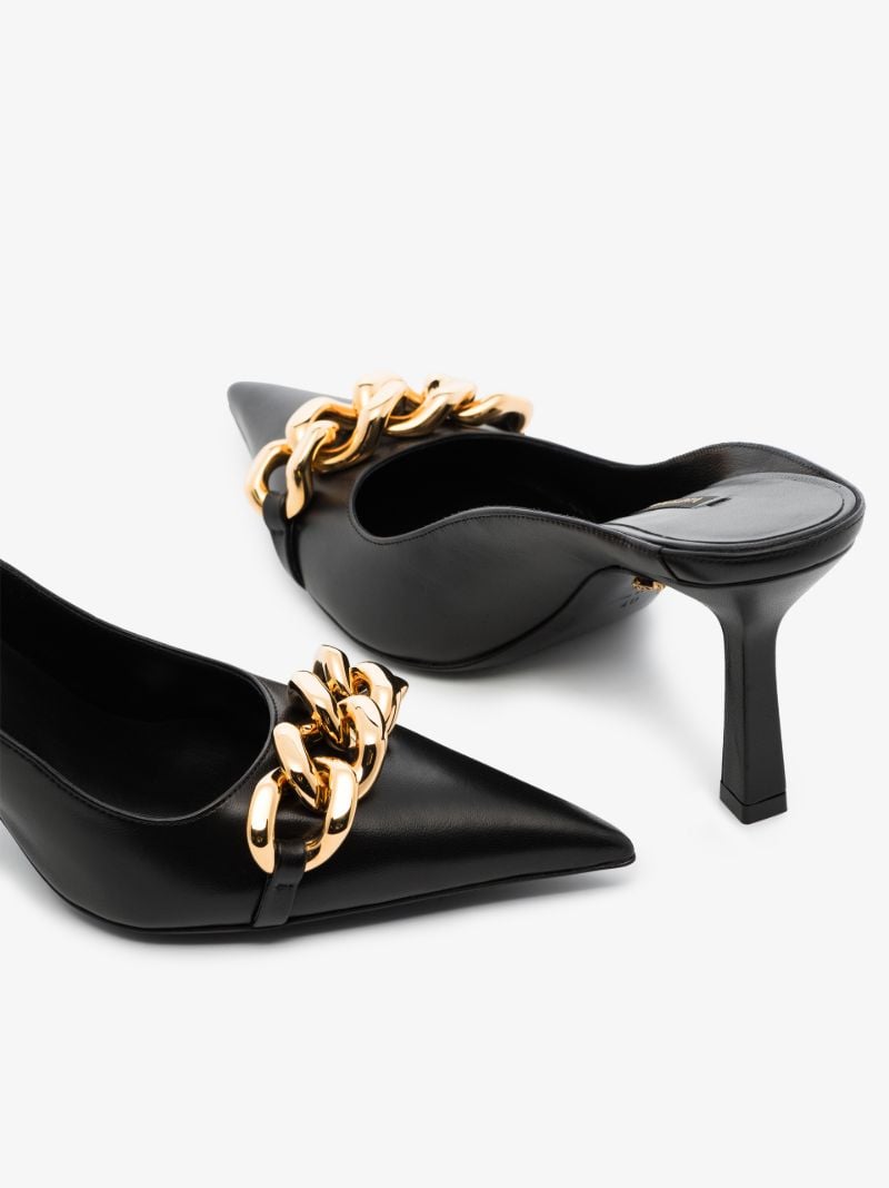 Black 90 Chain Leather Mules