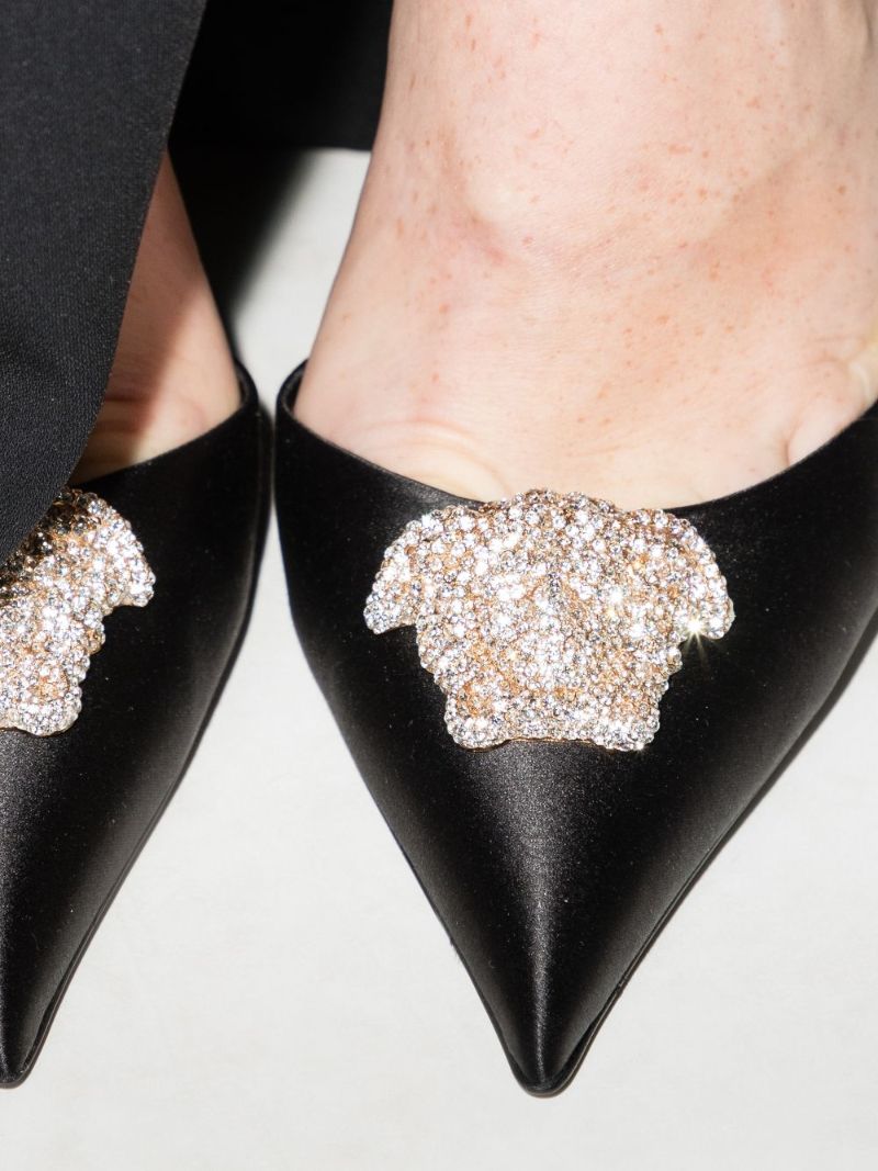 Black La Medusa 105 Slingback Satin Pumps