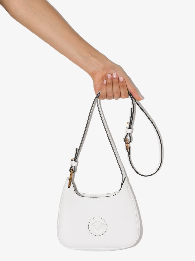 White La Medusa Small Leather Cross Body Bag