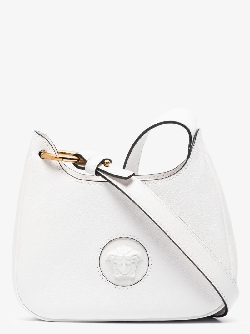 White La Medusa Small Leather Cross Body Bag