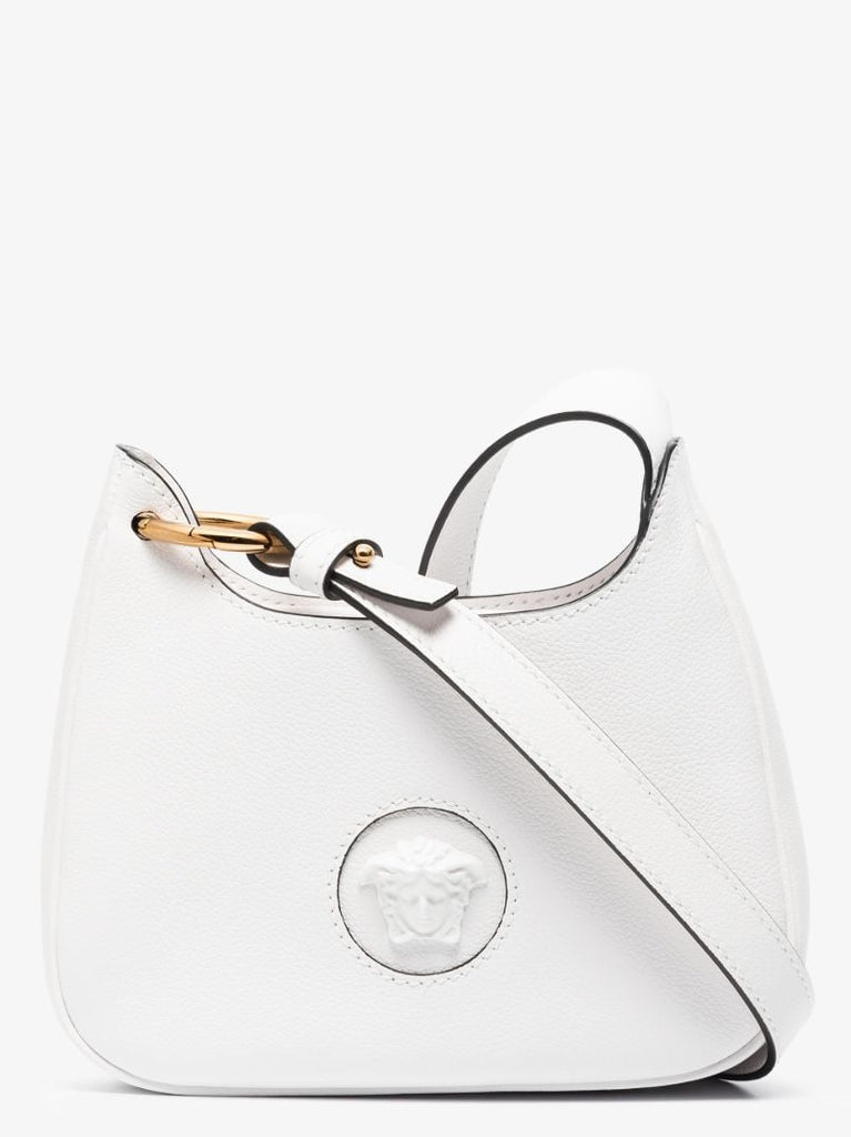 White La Medusa Small Leather Cross Body Bag