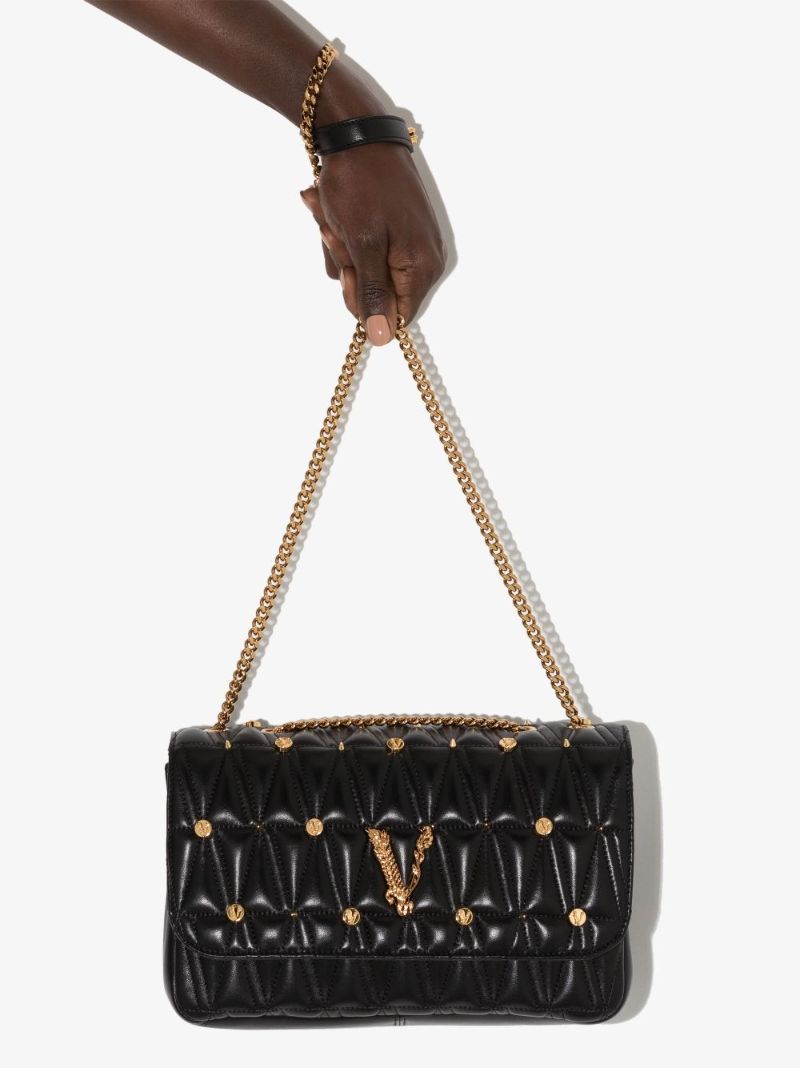 Black Virtus Quilted Leather Cross Body Bag