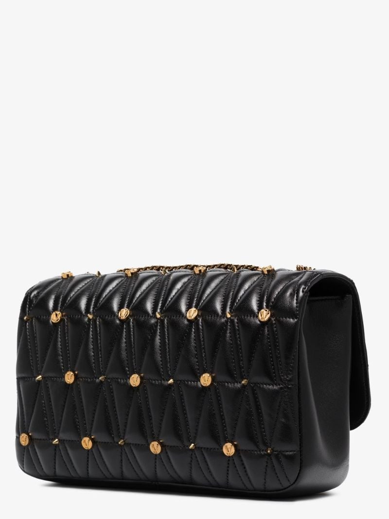 Black Virtus Quilted Leather Cross Body Bag