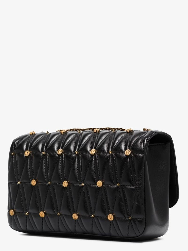 Black Virtus Quilted Leather Cross Body Bag