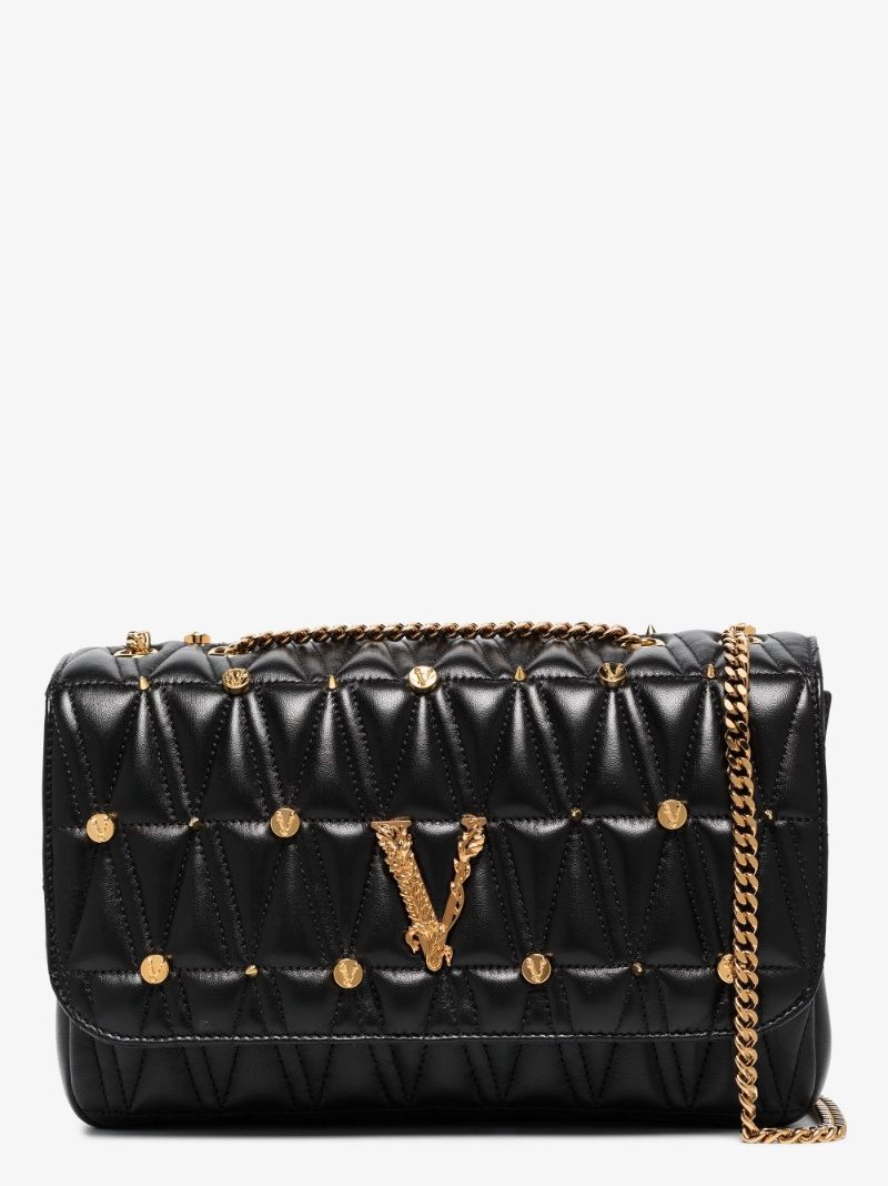 Black Virtus Quilted Leather Cross Body Bag