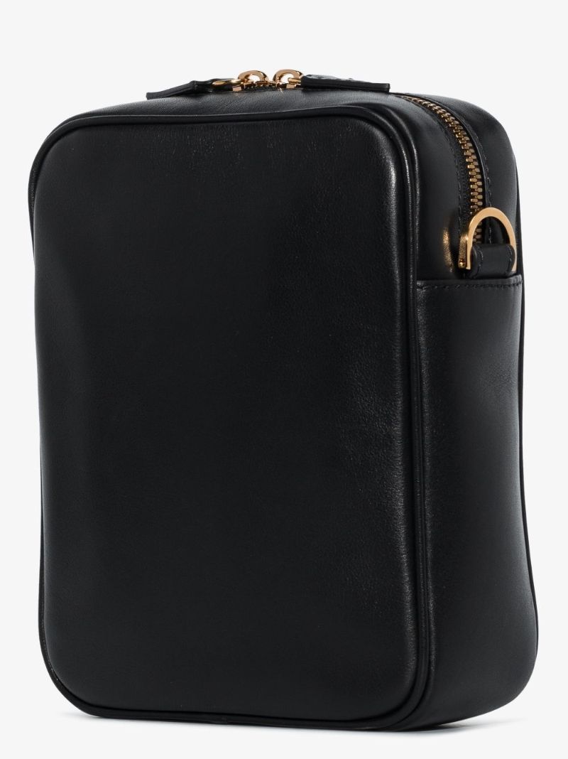 Black Medusa Leather Cross Body Bag