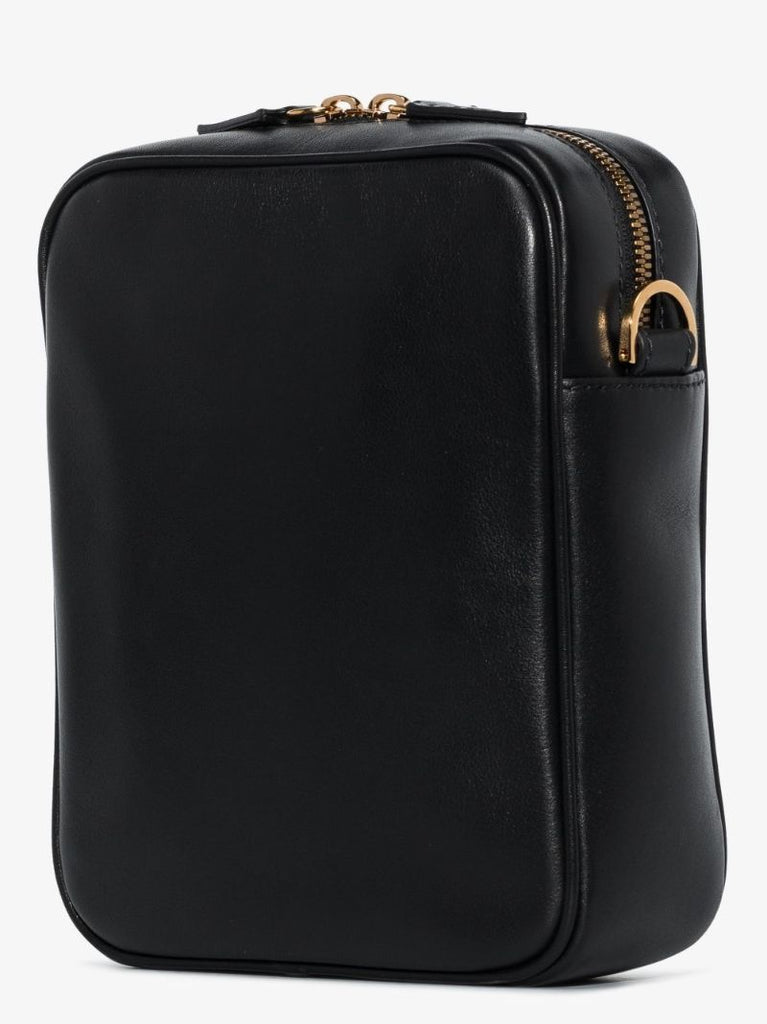 Black Medusa Leather Cross Body Bag