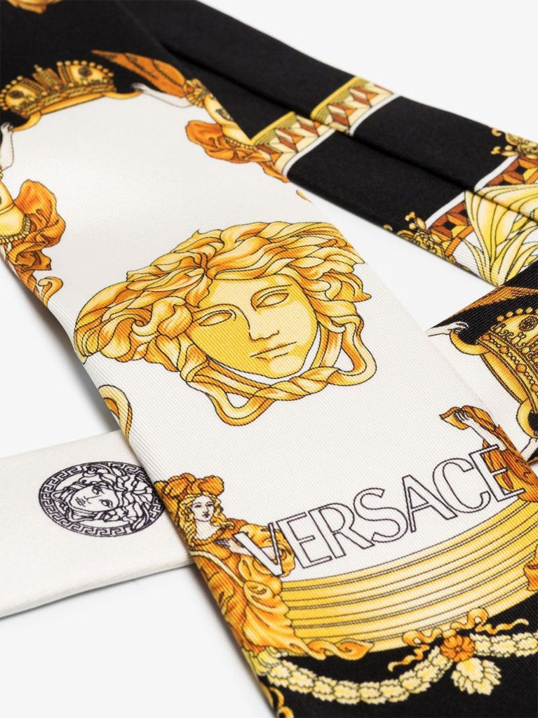 Black Medusa Print Silk Tie
