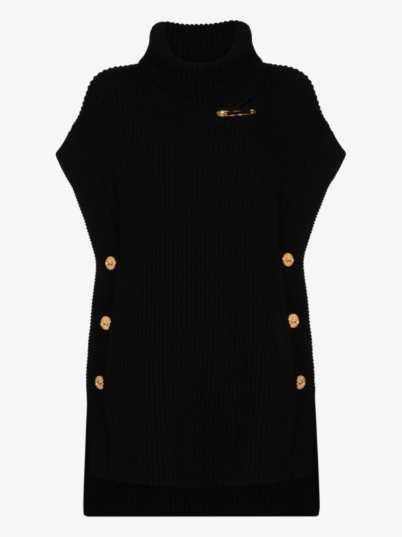 Safety Pin Sleeveless Wool Sweater