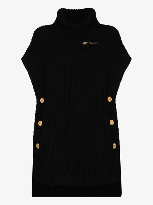 Safety Pin Sleeveless Wool Sweater