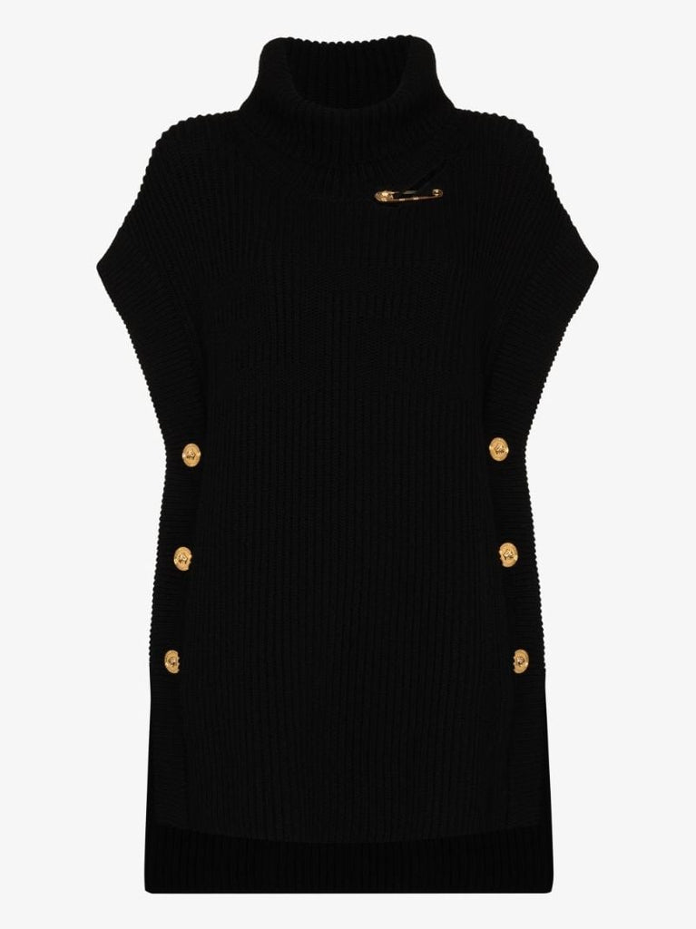 Safety Pin Sleeveless Wool Sweater