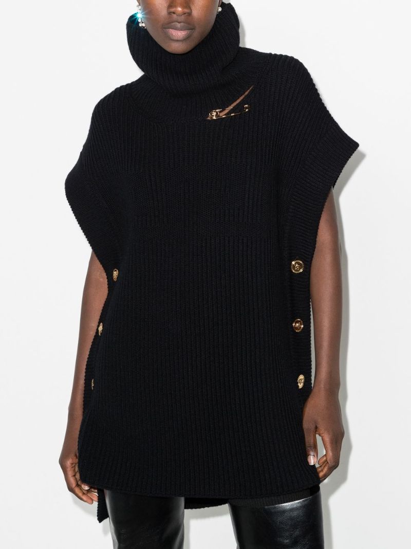 Safety Pin Sleeveless Wool Sweater