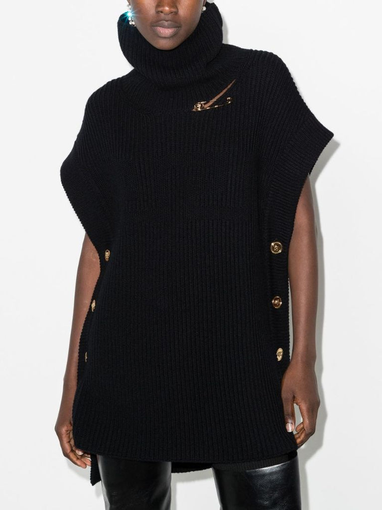 Safety Pin Sleeveless Wool Sweater