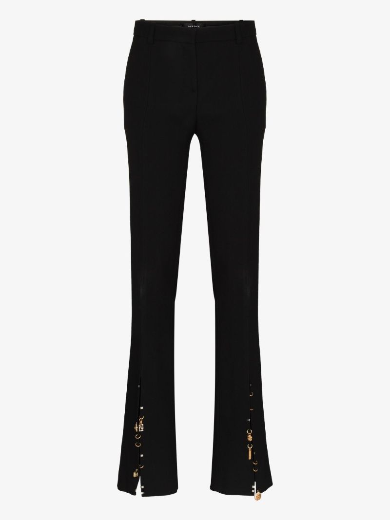 Embellished Split Hem Flared Trousers