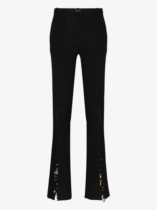 Embellished Split Hem Flared Trousers
