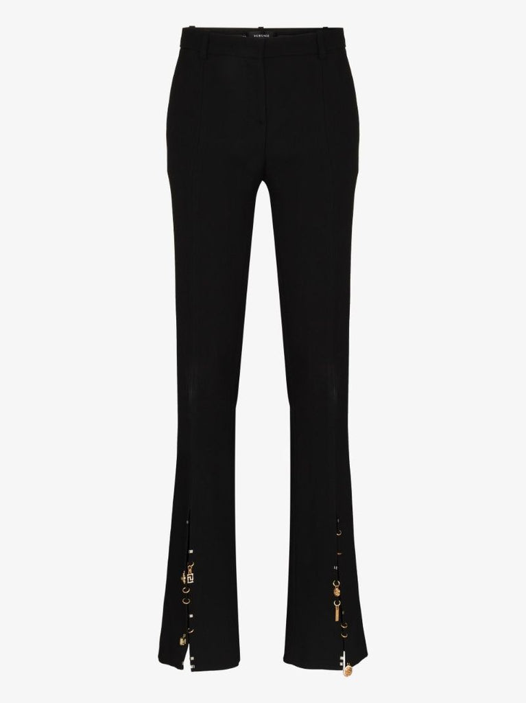 Embellished Split Hem Flared Trousers