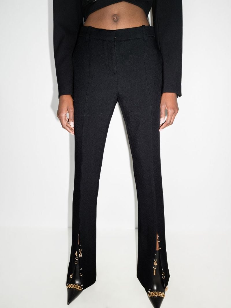 Embellished Split Hem Flared Trousers