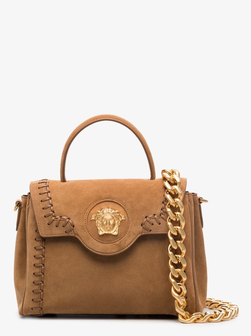 Brown La Medusa Small Suede Tote Bag