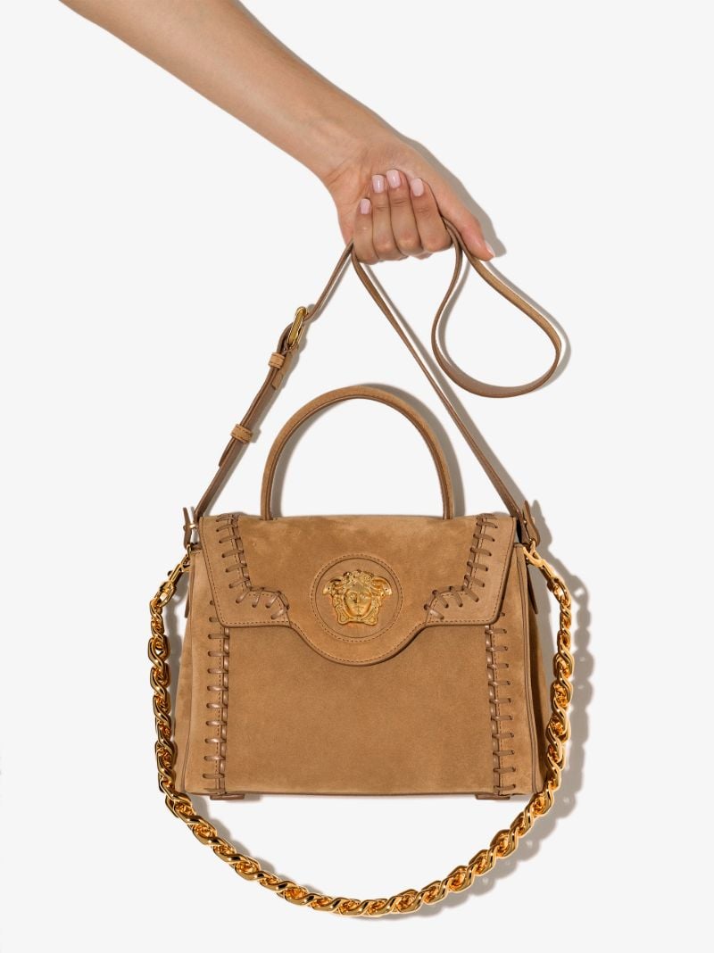 Brown La Medusa Small Suede Tote Bag