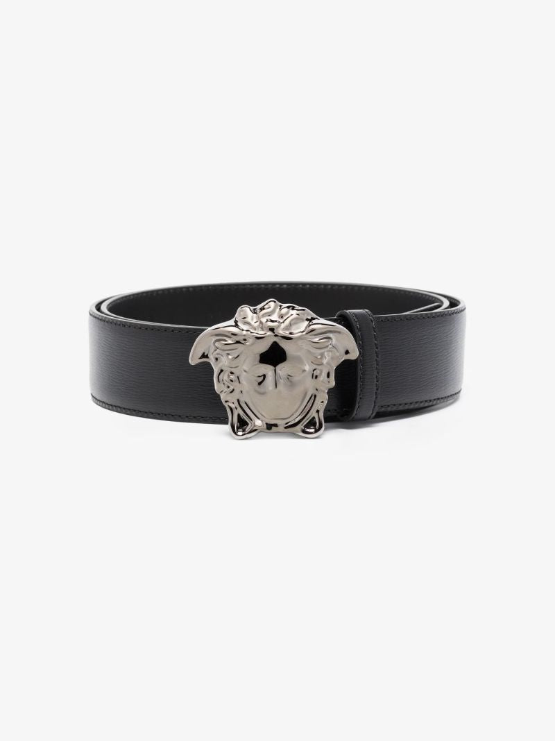 Black Medusa Buckle Leather Belt